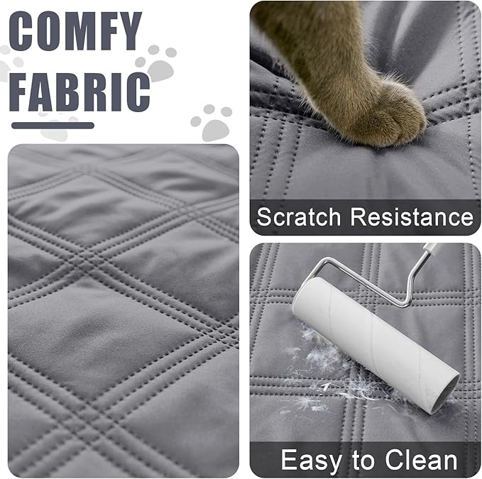 Smiry Waterproof Dog Bed Cover Blanket 82x102, Soft Reversible Pet Blanket, Washable Leakproof Cats Dogs Couch Cover for Sofa, Couch, Furniture, Grey/Light Grey