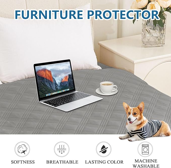 hyha Waterproof Dog Blanket, Reversible Pet Bed Blanket, Soft Sofa Couch Cover for Dogs Washable, Waterproof Pet Couch Covers for Sofa Puppy Cats Furniture Protector(40"x50", Grey/Dark Grey)