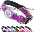 Reflective Dog Collar with Waterproof Air tagholder & Anti-Lost QR Code | Ultra-Durable | Soft Padded | Safety Locking Buckle | Fit Large Dogs (Purple L(15.7"-23.6"))