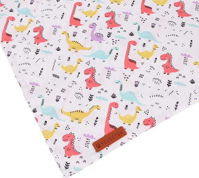 ADOGGYGO Dinosaur Dog Bandanas, Colorful Dino Pattern Pet Scarf, Premium Soft Fabric, Adjustable Fit Dinosaur Bandanas for Small Dogs (Small)