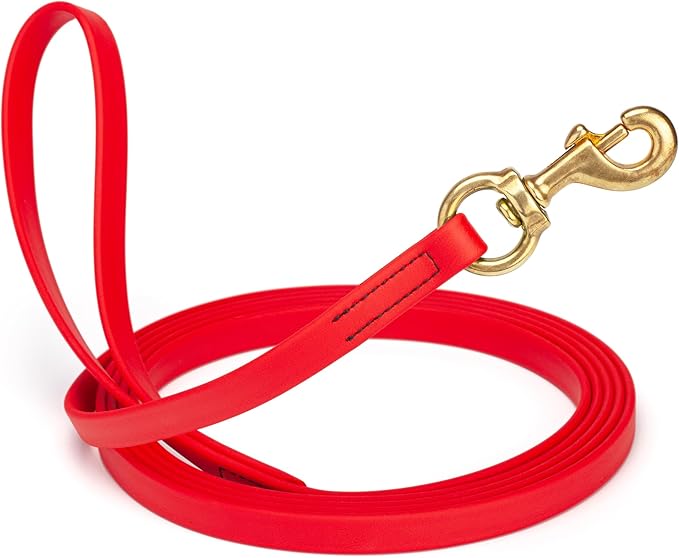 Viper Biothane K9 Working Dog Leash Waterproof Lead for Tracking Training Schutzhund Odor-Proof Long Line with Solid Brass Snap for Puppy Medium and Large Dogs, 10ft Cherry Red