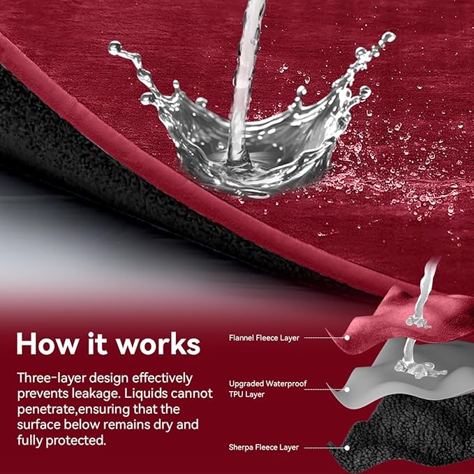 Waterproof Blanket - Travel Blankets Stain Proof, Absorbent, Leakproof, Reversible, Plush Cozy & Washable - Waterproof Couch Cover Ideal for Bed/Couch, Dogs/Cats (40"x60", Wine red/Black)
