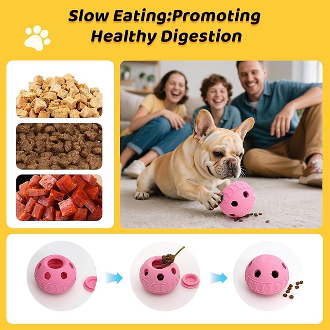 IFOYO Frozen Treat Dog Toy Ball for Small to Medium Dogs, Silicone Enrichment Dog Toys to Keep Them Busy, Reduce Anxiety, Puzzle Treat Dispensing Dog Toys for Slow Food Training, Easy to Clean (Pink)