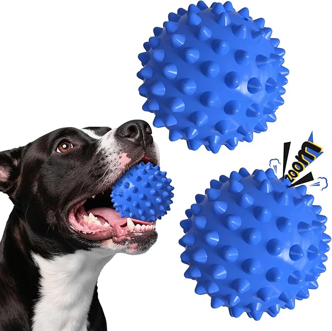 Apasiri Dog Toys for Aggressive Chewers, Dog Balls, Dog Balls for Aggressive Chewers, Squeaky Ball for Dogs, Dog Toys for Aggressive Chewer Large Breed Bacon Flavor 2 Pack