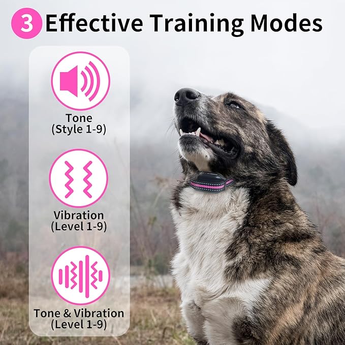 No Shock Dog Training Collar with Remote 3300ft Range, Vibrating Dog Collar, Vibration Collar for Small Medium Large Dogs, 9 Style Tones and Vibration Collar