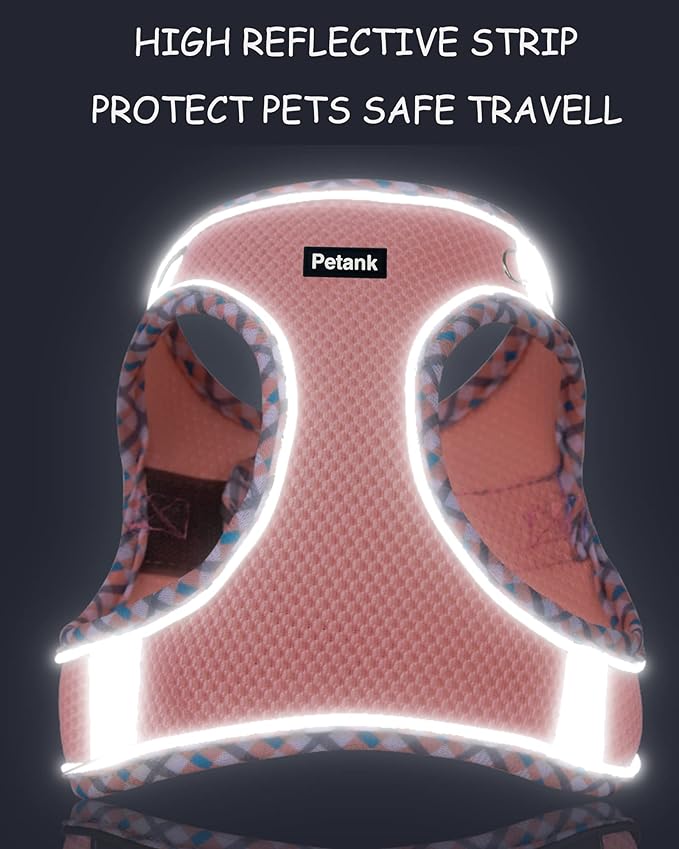 Petank Dog Harness for Small Medium Dogs No Pull, Puppy Harness and Leash Set, Step in Dog Harness for Walking, Running, Training, Small Dog Vest, Medium Dog Vest (Pink, M)