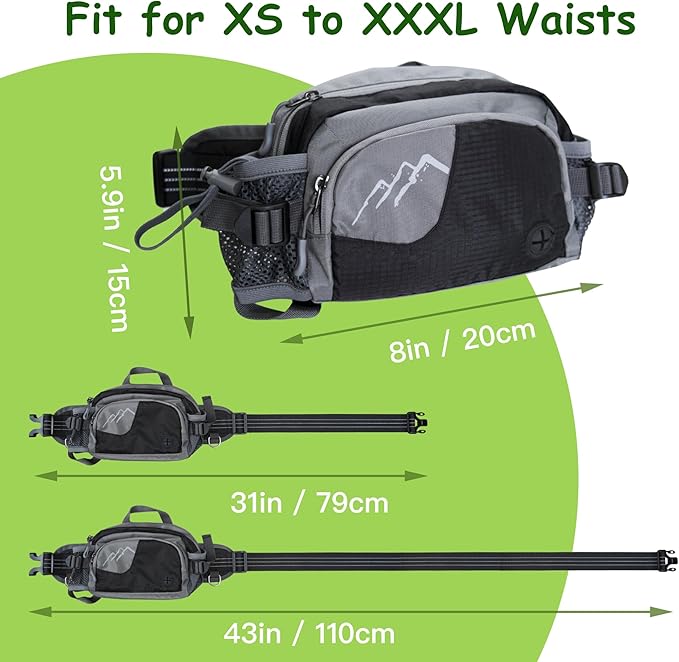 Dog Walking Fanny Pack with Removable Treat Pouch & 2 Retractable Water Bottle Holders, No Spill Magenetic Clasp - Hands-Free Pouches Training Waist Bag for Dog Owners, Poop Bag Dispenser
