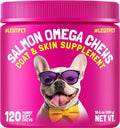 Omega 3 Alaskan Salmon Oil Treats for Dogs 120 Fish Oil Chew Supplement Skin and Coat Allergy and Itch Relief Hip & Joint Health Brain Shedding Hot Spots Treatment Omega 3 6 9 EPA & DHA Fatty Acids