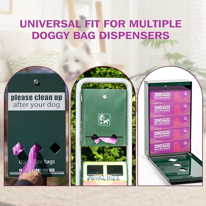Sherr 50 Rolls Dog Waste Bags 10000 Count Dog Trash Bags Leak Proof Pet Doggie Poop Roll Waste Thick Plastic Bag for Home Park Outdoor Travel Pet Supplies (Purple)