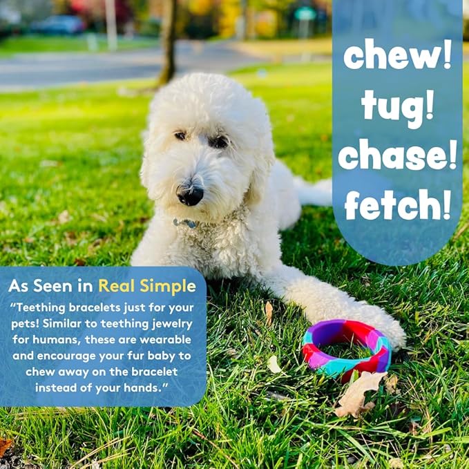 Chunky Teething Rings for Dogs, Bracelet Food Grade Silicone Puppy Chew Toys for Large Puppies, Durable Dog Ring Toy for Medium Large Dogs, Puppy Teething Chews - Blueberry Smoothie
