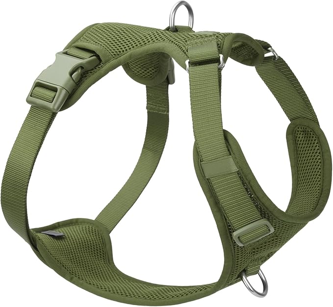 No Pull Dog Harness for Small Medium Large Dogs - Adjustable 2 Layer Mesh Dog Vest with Dual Clip, Escape Proof, Quick Release, Lightweight Breathable Mesh for Walking Hiking (Misty Green,S)