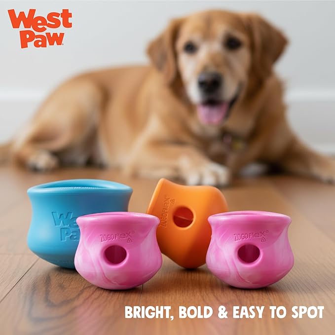 WEST PAW Zogoflex Toppl Interactive Treat Dispensing Puzzle Dog Toy for Mental Stimulation & Enrichment-Holds Kibble & Treats-Lickable, Freezable & Dishwasher Safe-Made in USA-Small-Candy Swirl