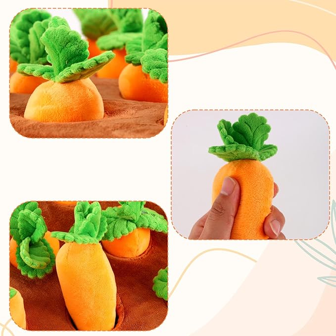 Carrot Dog Toy, Puppy Puzzle Including Snuffle Mat and Removable Soft Carrots Toy Stimulating Fun Cute Interactive Game for Small Dog Brain Training Enrichment Foraging Skill