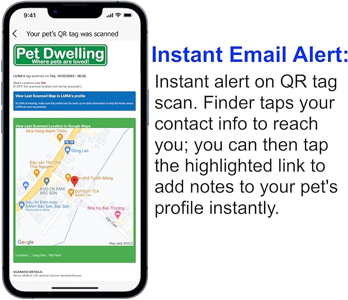 Pet Dwelling Premium NFC & QR Code Smart ID Tag for Dogs - Easy Scanning, Instant Profile Access, Real-Time Location Alerts(Southern Peach Paw)
