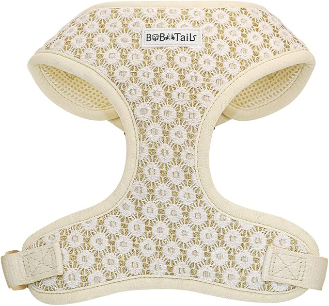 No Pull Dog Vest Harness for Small&Medium Dogs, Side Clip Adjustable Pet Vest, Soft Breathable, Fashion Dog Harnesses for Walking, Running, Shopping (Gold, L)