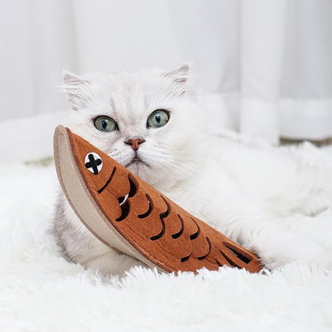 𝗨𝗜𝗤𝗘𝗟𝗬𝗦 Pets Sniffing Toys in Grilled Fish Shape, Dogs & Cats Sniffing Toys Interactive Game Puzzle Toys for Boredom and Stress Relief, Slow Feeding