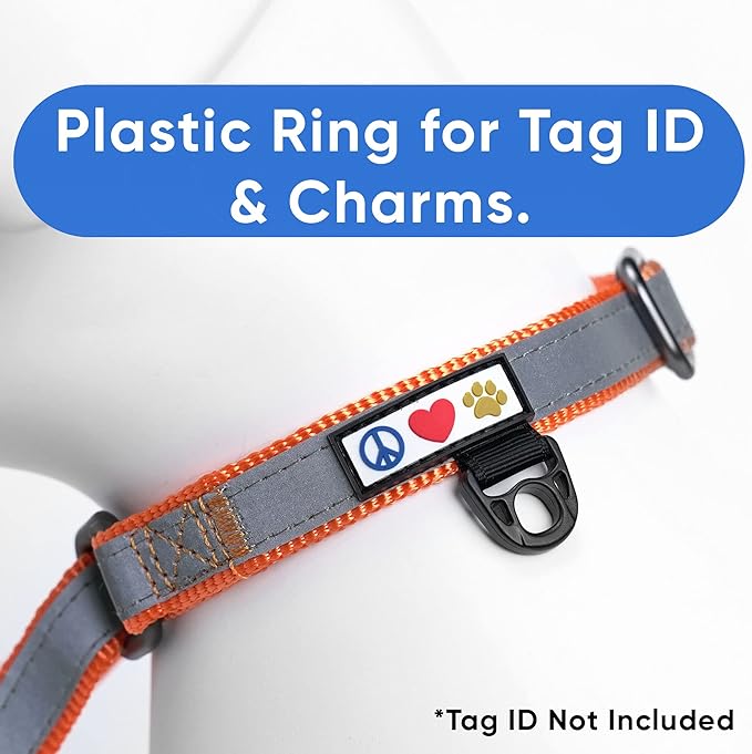 Pawtitas Customized Martingale Dog Collar Reflective Reflective Dog Collar Embroidered Personalized Name Phone Number Adjustable for Puppies Small Medium Large Size Dogs Medium Orange