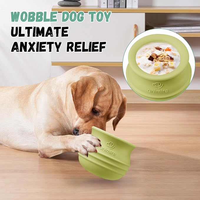 Treat Dispensing Dog Toy, Long-Lasting Interactive Puzzle Toys for Dogs, Stuffable Dog Enrichment Frozen Lick Treat Toy for Boredom, BPA Free Silicone Fetch Catch Chew Toy (Green,S)