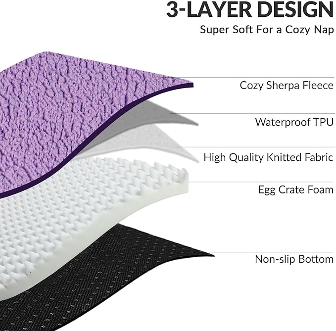 Patas Lague Orthopedic Jumbo Dog Bed for Extra Large Dogs 56''X40'', Waterproof L Bolster Pet Sofa Beds with Removable Washable Cover, Soft Comfortable Pet Couch Crate Mat with Nonskid Bottom, Purple