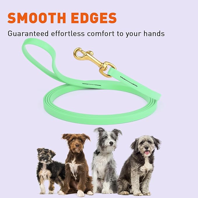 Viper Biothane K9 Working Dog Leash Waterproof Lead for Tracking Training Schutzhund Odor-Proof Long Line with Solid Brass Snap for Puppy Medium and Large Dogs, 10ft Sea Foam Green