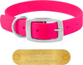 Regal Dog Products Small Pink Waterproof Dog Collars with Custom Engraved Name Plate | Vinyl Coated, Anti, Easy to Clean Personalized Biothane Dog Collar - Other Sizes for Medium & Large Dogs