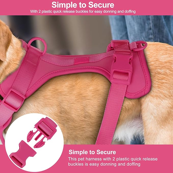 Wisedog No Pull Lightweight Dog Vest Harness with Soft and Comfortable Cushion, Breathable Mesh, for Small Medium Large Dogs Walking (XS(Neck: 7.48"-10.63";Chest: 10.63"-15.35"), Peacock Pink)
