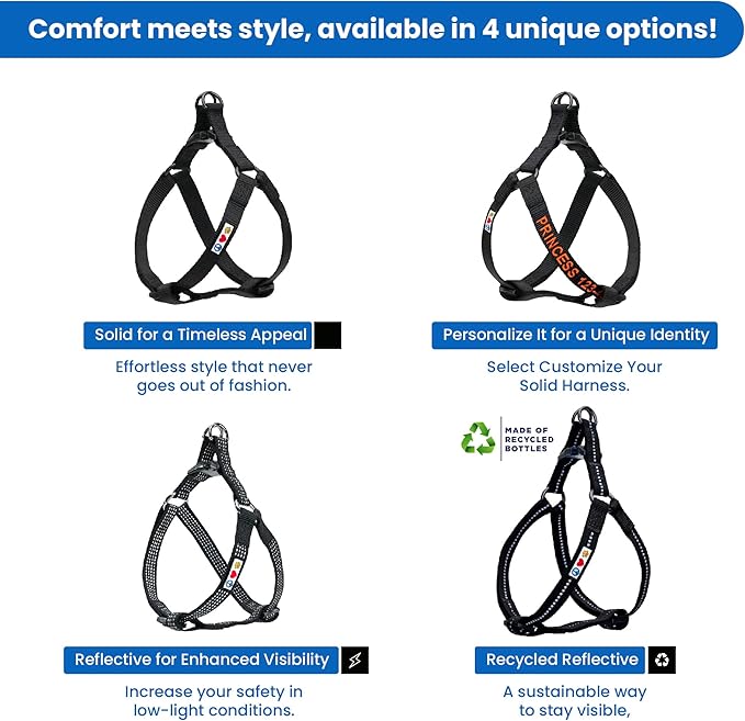 Pawtitas Solid Step-in Dog Harness – Adjustable No-Pull Vest for Puppies to Seniors, Safe & Comfortable XS Black
