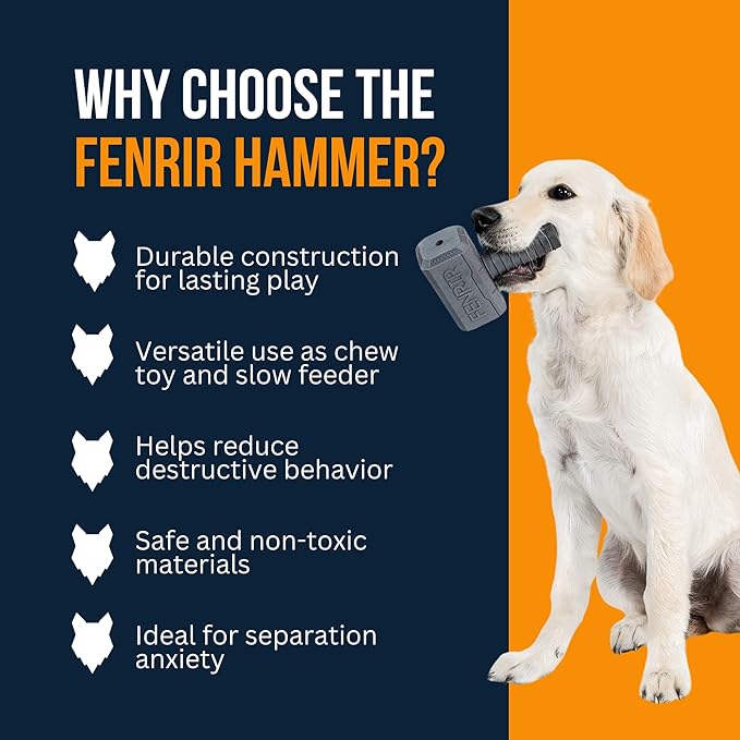 Fenrir Hammer Dog Chew Toy Strong Rubber Stuffable Enrichment Toy for Chewers (Red, Medium)