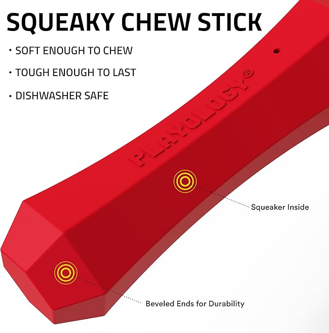 Playology Dog Toys | Durable Squeaky Chew Stick for Dogs | Jumbo Beef Scented Toy - Easy to Clean and Made from Non Toxic Materials