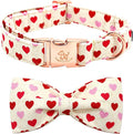 Elegant little tail Valentine's Dog Collar, Heart Dog Collar Cute Girl or Boy Puppy Collars Bowtie Pet Gift Adjustable Pet Collars for Large Dogs