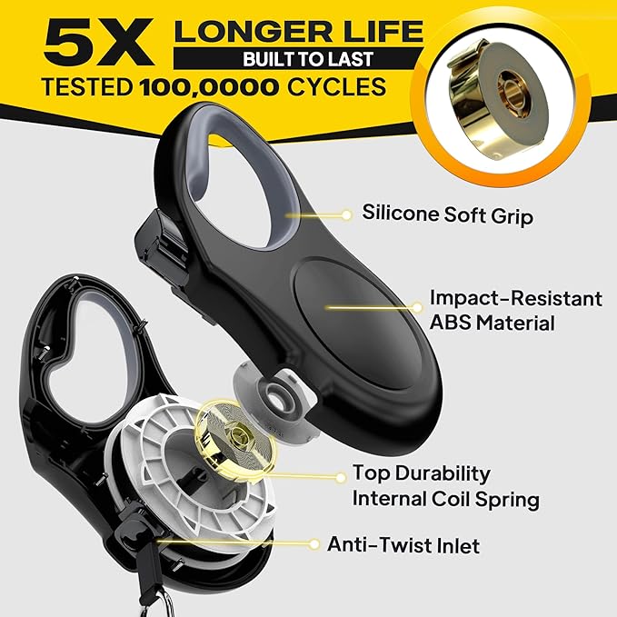 Fida Retractable Dog Leash Large Breed, Heavy Duty 16 ft Dog Walking Leash, up to 110 lbs, 360° Tangle Free, Black