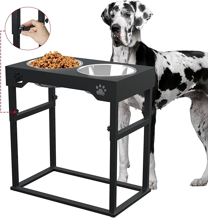 Elevated Dog Bowls, Adjustable Stainless Steel Bowls for Large, X/XL, Medium, Small Sized Dogs, Nonslip, 2 in 1