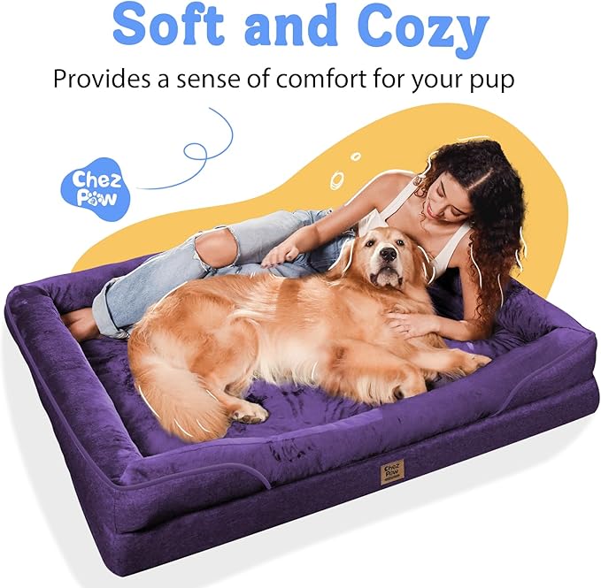 Washable Orthopedic Large Dog Bed - XXL Washable Memory Foam with Removable Cover Waterproof Bolster for Extra Large Size Dogs Pet,42x30