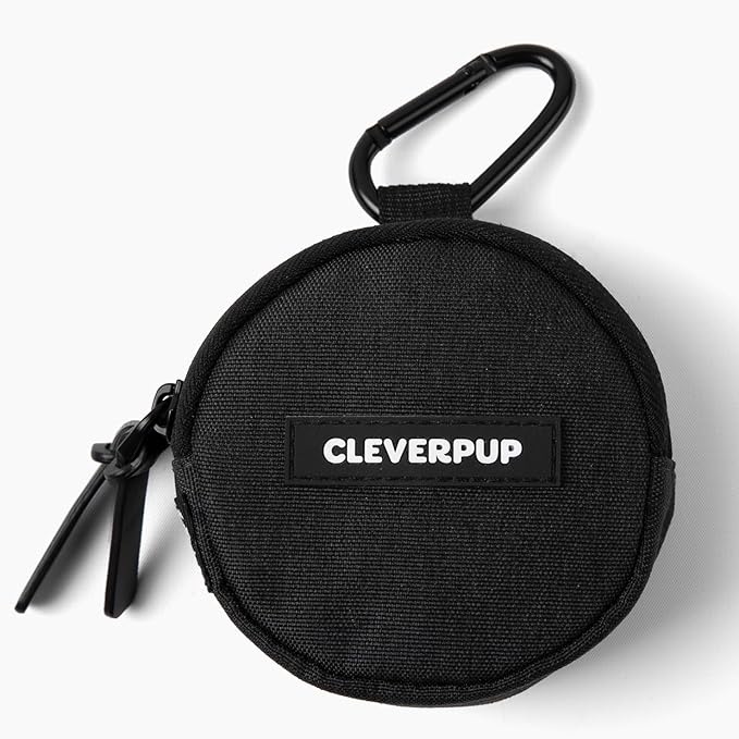 Cleverpup Snackpack Double Insulated Dog Treat Pouch – 1.5 Cup Capacity, 2 BPA-Free Waterproof Zipper Pockets, Carabiner for Belt/Leash – Compact Training & Travel Bag – Graphite