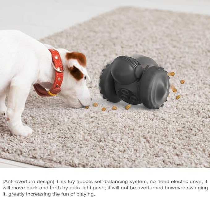 Interactive Pet Food Dispenser Toy for Dogs and Cats, Treat Dispensing Rolling Ball with Textured Wheels, Available in Yellow, Green, Black (Black)