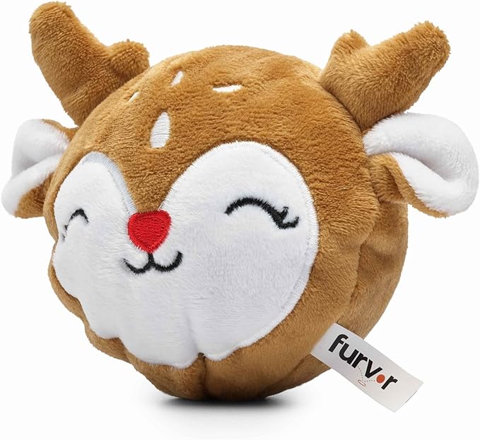 Flourish Pets 2 in 1 Small Prancer Christmas Multi-Layer Chew Toy for Active Dogs | Non-Toxic BPA Free Double Stitched Soft Fabric and Long-Lasting Dog Plush Toys (Reindeer Prancer 3.5")