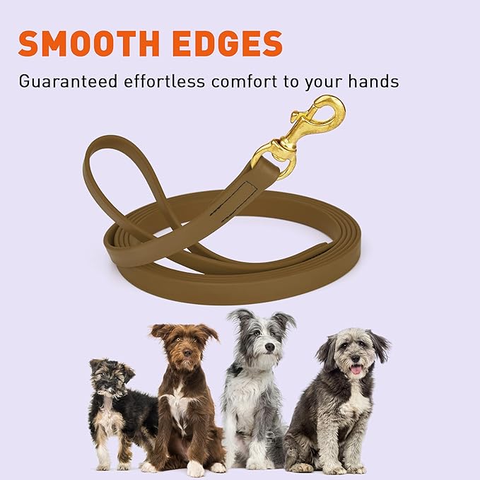Viper Biothane K9 Working Dog Leash Waterproof Lead for Tracking Training Schutzhund Odor-Proof Long Line with Solid Brass Snap for Puppy Medium and Large Dogs, 10ft Coyote Brown