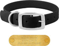 Regal Dog Products Small Black Waterproof Dog Collars with Custom Engraved Name Plate | Vinyl Coated, Anti, Easy to Clean Personalized Biothane Dog Collar - Other Sizes for Medium & Large Dogs