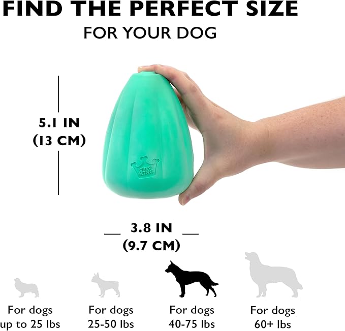 Chew King by Mammoth Premium Treat Dispensing Dog Toy, Durable Natural Rubber Chew Toy, Safety Air Vent, Interactive Enrichment Toy for Aggressive Chewers, XL Pack of 2- Teal