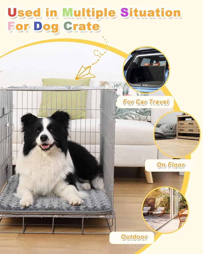 XXXL Dog Bed for Crate High Resilience Foam Crate Pad Mat for Large Dogs Washable Anti-Slip,53" x 36",Dark Gray