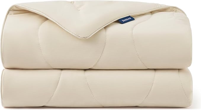 Bedsure Premium Cooling Blanket for Large Dog - Q-MAX>0.5, Breathable Summer Washable Cold Pet Mat, Soft Durable Self Cooling Dog Mat for Hot Weather, Gentle Cream, 40x50