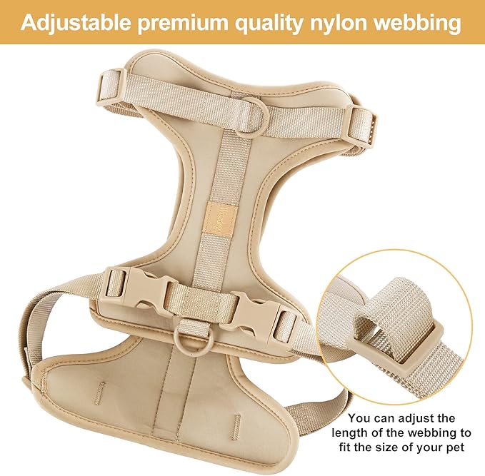 No Pull Lightweight Dog Harness: Adjustable Durable Breathable Mesh Pet Vest Harness with Soft & Comfortable Cushion, for Small Medium Large Dogs (XS, Sand Color)
