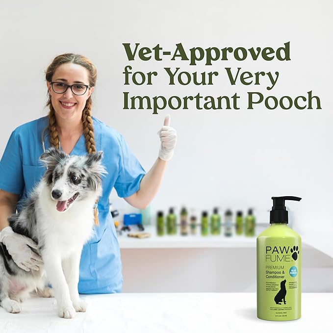 PAWFUME Dog Shampoo and Conditioner, Blue Ribbon, 1-Pack – Nourish & Detangle for a Silky Soft Coat – Probiotic, Deep-Cleaning, pH-Balanced Formula – Puppy Shampoo and Conditioner for All Breeds