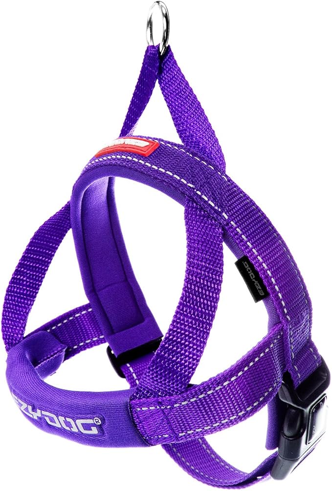 EzyDog Quick Fit Dog Harness – No Pull Harness for Training, Everyday Walking, and Easy Control - Adjustable Fit, Reflective, and Padded (X-Large, Purple)