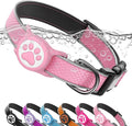 Airtag Dog Collar, IPX8 Waterproof Air Tag Dog Collar Holder | Reflective Ultra-Durable | Soft Padded | Safety Locking Buckle | Fit Miedium Dogs (Neon Pink M(12.6"-19.6"))