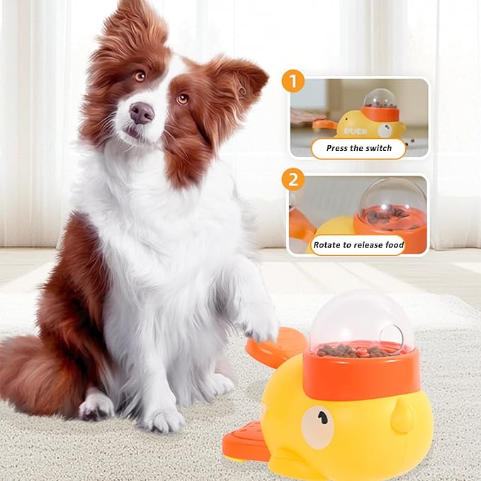 Cat Treat Slot Machine, Cat Slot Machine Treat Dispenser, Dog Treat Dispensing Interactive Duck Frenchie Toys, Pet Puzzle Feeder Toy Snack Dispenser, for Small Large Dog Cat (Yellow)
