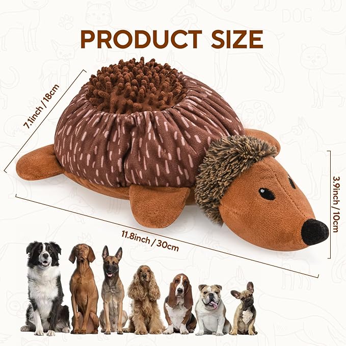 2 in1 Interactive Hedgehog Dog Toy, Plush Dog Treat Puzzle Toy, Enrichment Toys for Puppy(Not for Aggressive Chewers)
