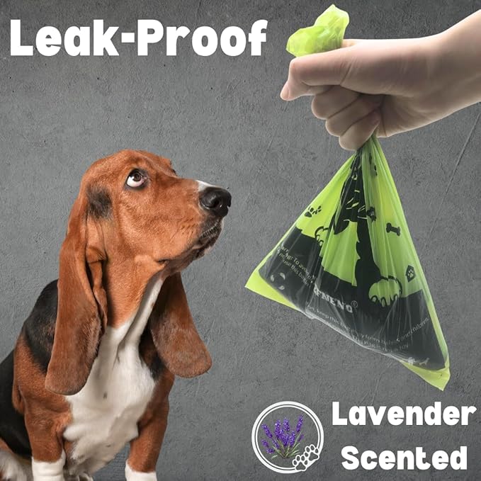 Doggy Poop Bags Biodegradable with Dispenser (1440 Bags) Eco-friendly Dog Waste Pickup Bags Landfill-friendly Refill Rolls Cat Waste Bags (Green, 72 Rolls, Lavender Scented)