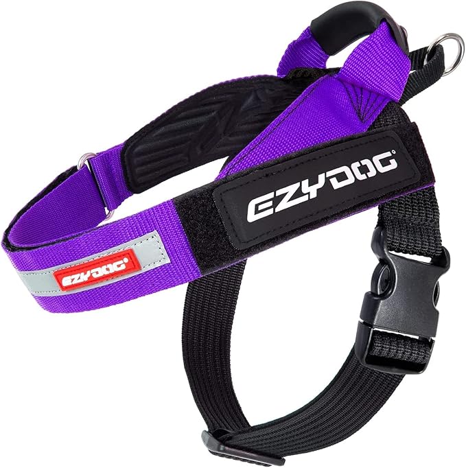 EzyDog Express Dog Harness - Adjustable Dog Harness for Large, Medium, and Small Dogs with Padded Ergonomic Anti-Chafing Design, Grip Handle, & Easy Side Buckle (Purple, XXL)