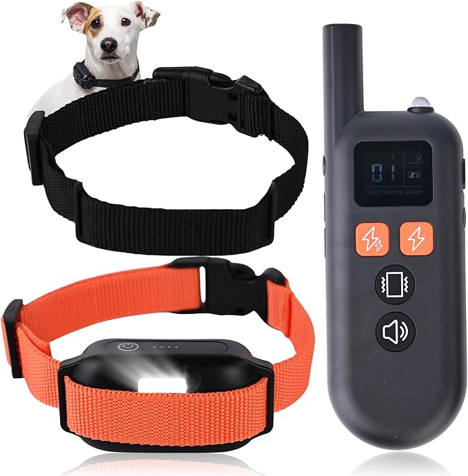 Dog Collar 3300ft– IPX7 Dog Training Collar with Remote for Large, Medium and Small Dogs Shock Collar with Light for Night Walk, Adjustable Beep, Vibration and Shock Mode